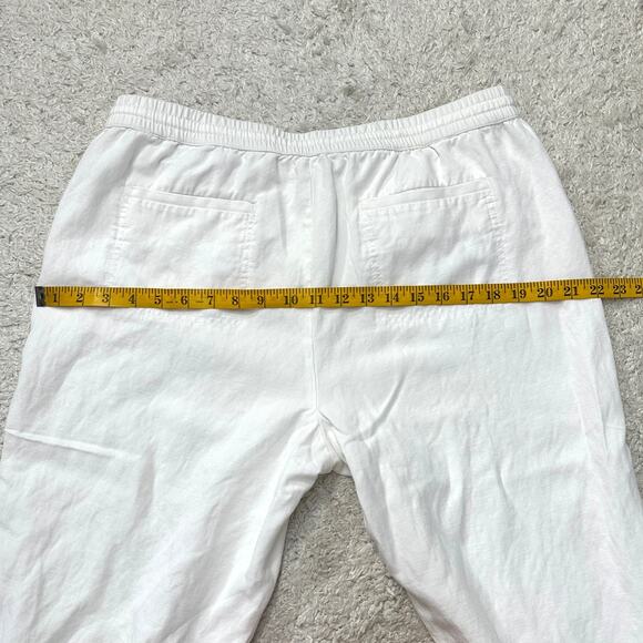 Banana Republic Linen Blend Pull On Drawstring Crop Wide Leg Flowy Pants Sz: L - Picture 8 of 9